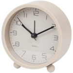 Staande klok met alarmfunctie DOBY - Taupe / Zwart - Kunststof  - Ø 9,5 x 4 cm - Alarmklok  op pootjes  Staande klok met alarmfunctie DOBY - Taupe / Zwart - Kunststof  - Ø 9,5 x 4 cm - Alarmklok  op pootjes