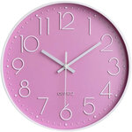 Klok met 3D letters - Roze / Wit  - Kunststof - Ø 20 cm - Muurklok  Klok met 3D letters - Roze / Wit  - Kunststof - Ø 20 cm - Muurklok