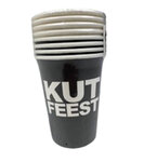K*t Feest Bekers  RUMAG - Zwart / Wit - Karton - Recyclebaar - 8 bekers - Verjaardag - Party - Fout Feestje - Foute Feest