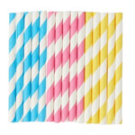 Papieren / Kartonnen Rietjes gekleurd SUMMER RETRO - Roze / Mint / Geel / Blauw - Papier - 50 stuks