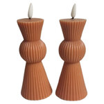 Led kaarsen WESTFIELD LIVING - Set van 2- met bewegende vlam - Terracotta - 14 cm  x 6.5 cm  led kaarsen met batt - led diner k