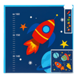Groeimeter meetlint - Raket - Blauw - 160 cm - Wanddecoratie - Kinderen  