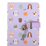 Dagboek met Honden Motief - Paars - Papier - 22 cm x 13 cm  - Met Slot -  Secret Diary - Kinderen - Cadeau