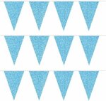 Blauwe Vlaggenlijn Glitter - - 6 Meter - Feest - Party - Jarig - Decoratie