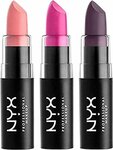 NYX - Matte lipstick - Pale Pink, Shocking Pink, Up the Bass - 3 stuks - Mat lipstick 2,5 g - Cadeautip - Kerstpakket - Kerstca