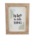 Fotolijst LIEVEN - Wit / Bruin - Kunststof / Hout - 13 x 18 cm / 10 x 15 cm