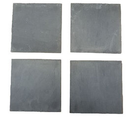 Luxe onderzetter DERK - Antraciet - Leisteen - Vierkant - 10 x 10 cm - Set van 4