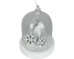Mini hanger - Pinguïn - Wit / Grijs - Keramiek / Kunststof - Ø 6 x 8 cm