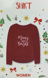 Kerst t-shirt met lange mouwen - Donker Rood - Vrouw - Medium