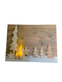 Kerst schilderij met LED verlichting - Kerstboom met kaarsen