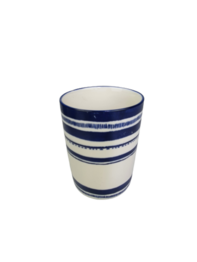 Theelichthouder hoog - Blauw / Wit - Ø 7 cm