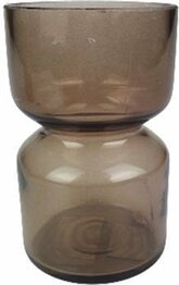 Theelichthouder XANDER - Brons / Transparant - Glas - Ø 7 cm - Waxinelichthouder – Waxinelicht – Gezellig – Sfeer – Kerst – Feestdagen – Licht – Wintertijd – Herfst – Thuis – Woonkamer – Interieur – Decoratie – Cadeau 
