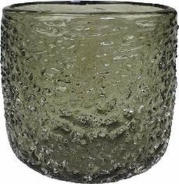 Theelichthouder - Transparant / Bruin - Glas - Ø 10 x h 10 cm - Waxinelichthouder – Waxinelicht – Gezellig – Sfeer – Kerst – Feestdagen – Licht – Wintertijd – Herfst – Thuis – Woonkamer – Interieur – Decoratie – Cadeau 
