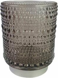 Theelichthouder AMMAR - Grijs / Zilver - Glas - Ø 7 x h 9.5 cm - Waxinelichthouder – Waxinelicht – Gezellig – Sfeer – Kerst – Feestdagen – Licht – Wintertijd – Herfst – Thuis – Woonkamer – Interieur – Decoratie – Cadeau 
