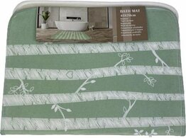 XL Badkamermat BIRDS - Groen / Wit - Badmat - Polyester - 70 x 45 cm