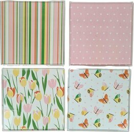 Onderzetters LIBELLE - Vierkant - Multicolor - Glas - 9 x 9 cm - Set van 4