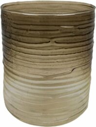 Theelichthouder WILSON - Taupe / Transparant - Glas - ø 9 x 10,5 cm - Waxinelichthouder – Waxinelicht – Gezellig – Sfeer – Kerst – Feestdagen – Licht – Wintertijd – Herfst – Thuis – Woonkamer – Interieur – Decoratie – Cadeau 