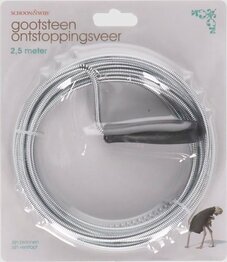 Gootsteen Ontstoppingsveer - Zilver / Zwart - Universeel Toepasbaar - Bad / Douche / Keuken - 2.5 Meter