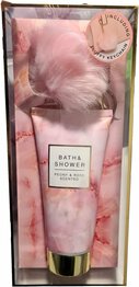 Bad & Douche gel met fluffy chain - Peony & Rose - Cadeaus - Geschenk set - Roze / Wit - 200 ml - Kerstmis - Feestdagen