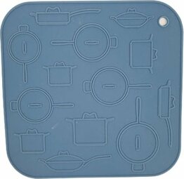 Pannen onderzetters - Siliconen - Blauw - Set van 2 - 16,5 x 16,5 cm