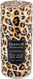 Interieurparfum / Huisparfum "Stay Wild And Free" Spicy Orange - Zwart / Bruin - Panter print - Metaal / Kunststof - 250 ml - Huisspray - Interieur - Woning - Geur - Huisparfum