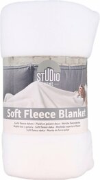 Fleece deken THIBAUT - Wit - Polyster - 130 x 160 cm - Plaid / Woondeken