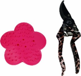 Planten en bloemenset met panterprint - Roze / Multicolor - Metaal / Kunststof - 2 Stuks - Schaar / Gestoken bloem - Tuinieren - Tuin - Planten - Bloemen