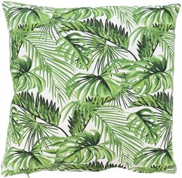Sierkussenhoes Botanisch bladmotief JORRIT - Lichtgroen / Wit - Katoen - 40 x 40 cm - Kussenhoes - Hoes - Kussen
