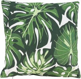 Sierkussenhoes Grote Palmbladen Motief JORRIT - Lichtgroen / Wit - Katoen - 40 x 40 cm - Kussenhoes - Hoes - Kussen