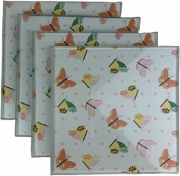 Onderzetters LIBELLE - Vlinder motief - Vierkant - Multicolor - Glas - 9 x 9 cm - Set van 4