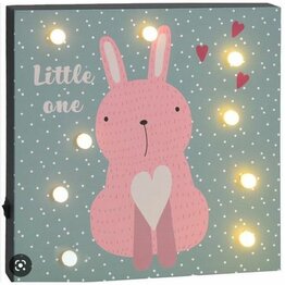 Wanddecoratie decoratie met licht - Kids collection - Konijn - Roze / Lichtblauw