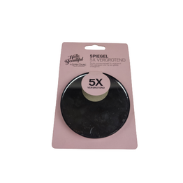 Beauty spiegel BOTEGA met zuignappen - 5 x vergrotend - Zwart - Kunststof - Glas - Ø 13 cm - Ronde Cosmeticaspiegel - Makeupspiegel