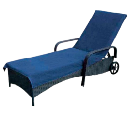 Kussenbeschermer ligbed   SOLEIL - Blauw - Polyester - 80 x 200 cm - Laken - Handdoek - Tuinstoel - Strandstoel - Stoel - Stoelbeschermer - Tuinstoelhoes 