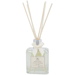 Geurstokjes met strik CITRUS & SUNFLOWER - Transparant / Zilver - Glas / Hout - 280 ml - Huisparfum aroma diffuser