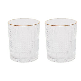 Whiskey - of Water glazen met gouden rand - Set van 2 - Transparant - 230 ml 