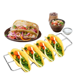 Taco houder - Zilver - Metaal - Geschikt voor 4 stuks - Oven bestendig - Vaatwasser  bestendig - Taco rek - Eten - Taco's - Houder