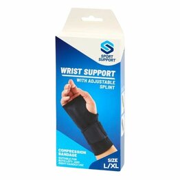 Sport Support Polsbandage - Maat L / XL - Verstelbare Band  PolsBrace  - Wrist Support Brace - With Adjustable Wrist Splint -  Afneembare Metalen Spalkstabilisator - Elastische Polsbrace Polsbandages Ademende Polssteun voor Sport - Geschikt voor rechts en links - Suitable for left and right handed use