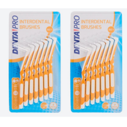 Tandenrager DENT PRO - Wit / Geel - 14 Stokers  - Set van 2 -  Kunststof - Regular Size - Tandenstoker - Mondhygiëne - Interdental Brushes 