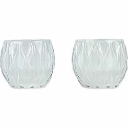 Theelichthouders Crystal - Wit - Glas - Set van 2