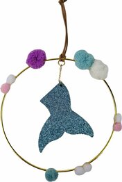 Decoratieve Hanger - Dolfijn - Zee - Staart - Multicolor - Glitter / Metaal / Stof- Ø 18 cm