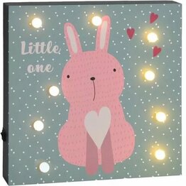 Houtkader met lichtjes - Konijn - 25x25cm - Decoratie kinderkamer