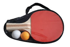 Tafeltennisset van 2 batjes en 2 ballen - Rood / Zwart - Kunststof / Hout Tafeltennisset van 2 batjes en 2 ballen - Rood / Zwart - Kunststof / Hout