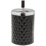 Asbak met drukknop RICCO - Zwart / Zilver - Ø 11 x 19.5 cm Asbak met drukknop RICCO - Zwart / Zilver - Ø 11 x 19.5 cm