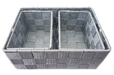 Opbergmanden NELLEKE - Geweven lint - Lichtgrijs - Set van 3 Opbergmanden NELLEKE - Geweven lint - Lichtgrijs - Set van 3