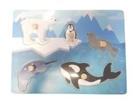 Houten puzzel Noord- & zuidpool dieren - Multicolor - 5-delig Houten puzzel Noord- & zuidpool dieren - Multicolor - 5-delig