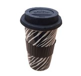 Reisbeker met Zebra print - Zwart / Wit - Ø 10 x H 16 cm Reisbeker met Zebra print - Zwart / Wit - Ø 10 x H 16 cm