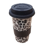 Reisbeker met Panter print - Zwart / Grijs / Wit - Ø 10 x H 16 cm Reisbeker met Panter print - Zwart / Grijs / Wit - Ø 10 x H 16 cm