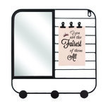 Wandrek met spiegel NORA - Zwart - Metaal - 32 x 2 x 33 cm Wandrek met spiegel NORA - Zwart - Metaal - 32 x 2 x 33 cm