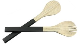 Sla bestek NELE - Zwart / Bruin - Bamboe - 30 cm - 2 delig Sla bestek NELE - Zwart / Bruin - Bamboe - 30 cm - 2 delig