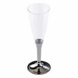 Sabert Champagne glazen - Transparant / Zilver - Kunststof - 10 cl - Set van 6 Sabert Champagne glazen - Transparant / Zilver - Kunststof - 10 cl - Set van 6